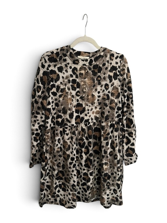entro Dresses & Skirts - Animal print fall furry babydoll sweater dress by Entro